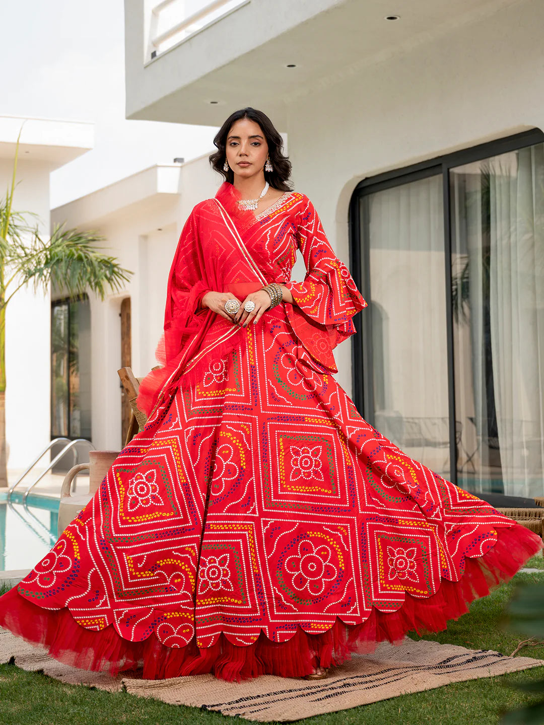 Nelima Printed Cotton Lehenga & Blouse With Dupatta